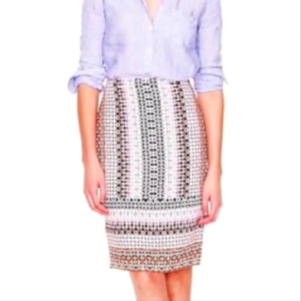 J. CREW Geometric Drapy Pencil Skirt Sz 6